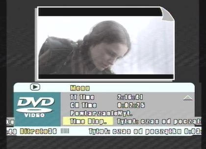 Tak wygląda menu kontrolne DVD. Jak możecie zobaczyć, dane na nim prezentowane są gdzieniegdzie porozrzucane po ekranie.