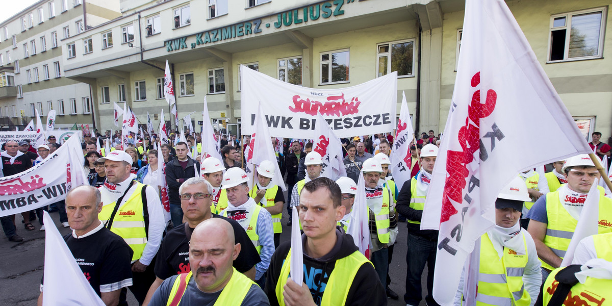 Protest przeciwko likwidacji KWK Kazimierz-Juliusz