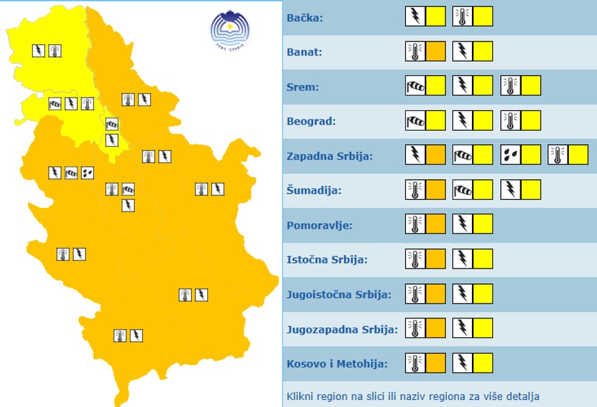 Meteoalarm za subotu