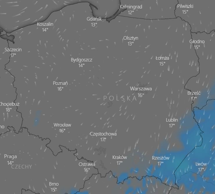 Pogoda na noc z 16 na 17 czerwca