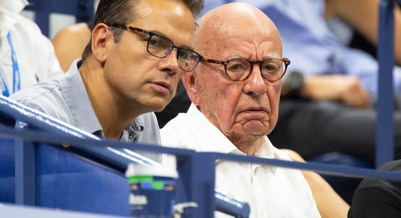 Lachlan Murdoch and Rupert Murdoch at Day 10 of the US Open held at the USTA Tennis Center on September 5, 2018 in New York City.