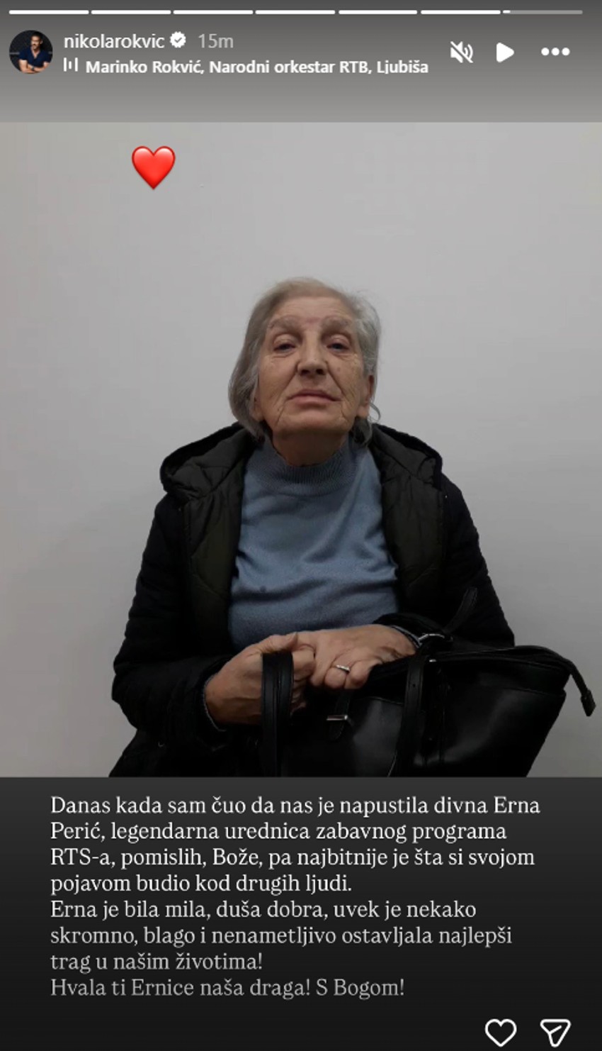 Nikola Rokvić se oprostio od Erne