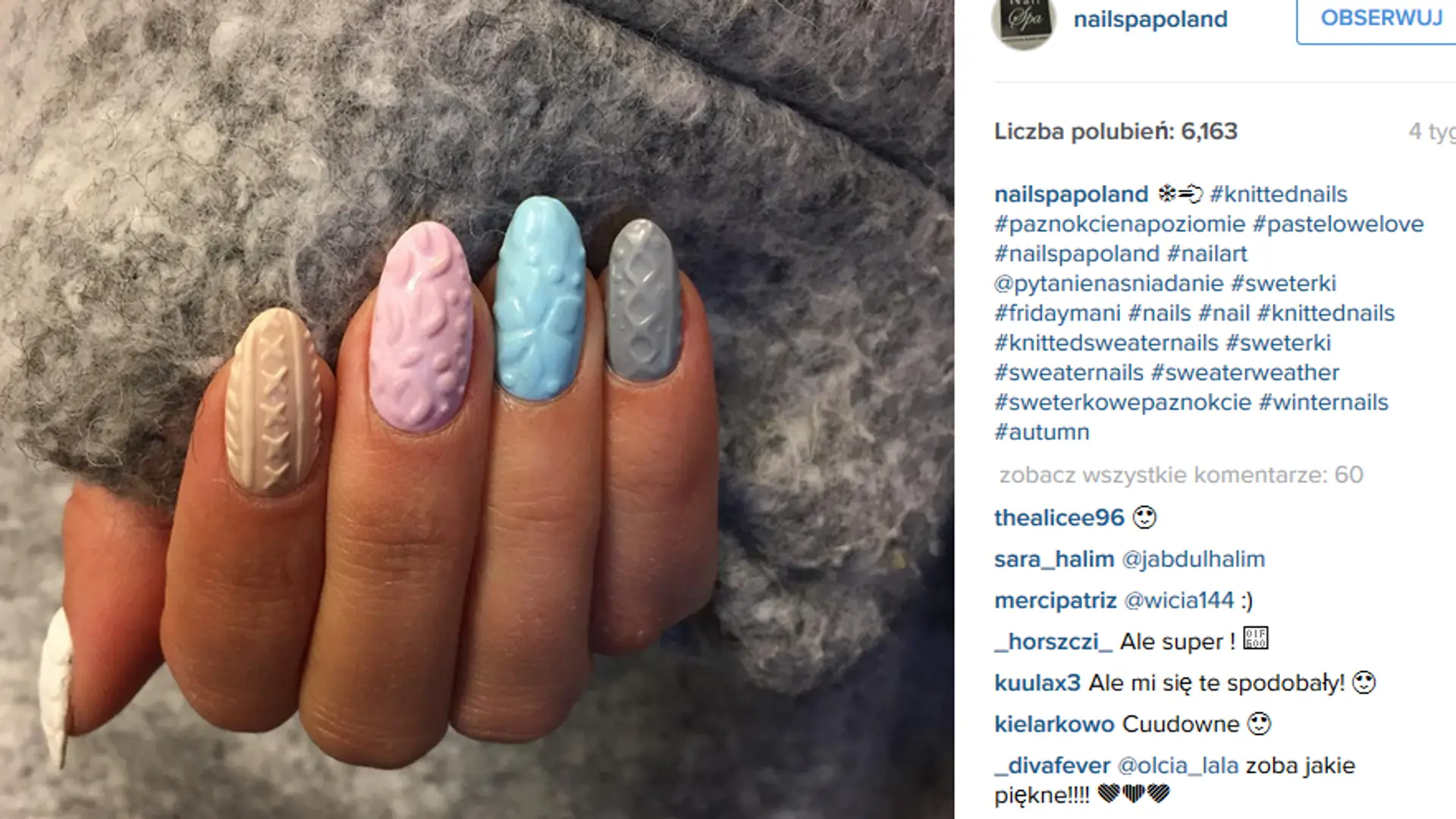 Zobacz niesamowity manicure – te paznokcie wyglądają jak swetry!