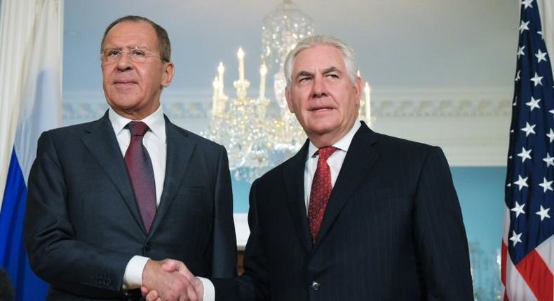 US Secretary of State Rex Tillerson, right, plans to meet with Russian Foreign Minister Sergei Lavrov (left) over the weekend