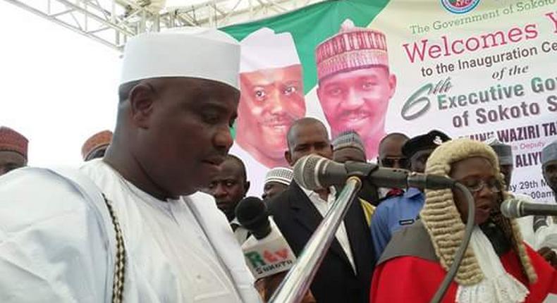 Aminu Tambuwal being sworn in as the Sokoto State Governor earlier today.