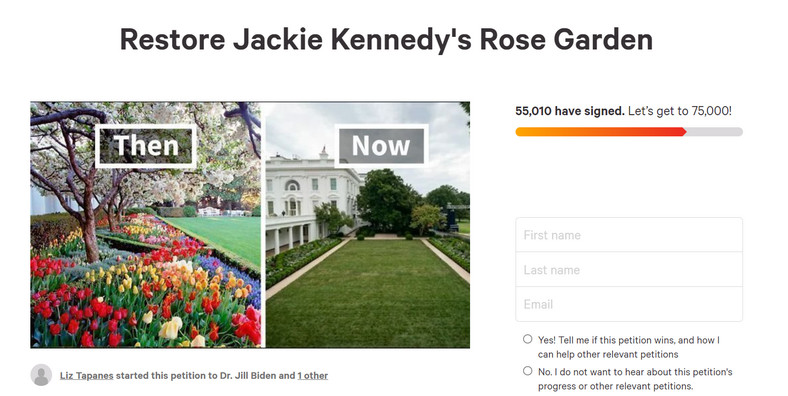 Petycja w sprawie ogrodu na tyłach Białego Domu