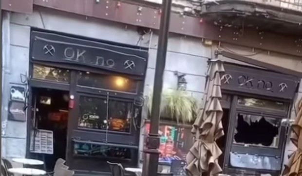 Kafić nakon požara u Beogradu