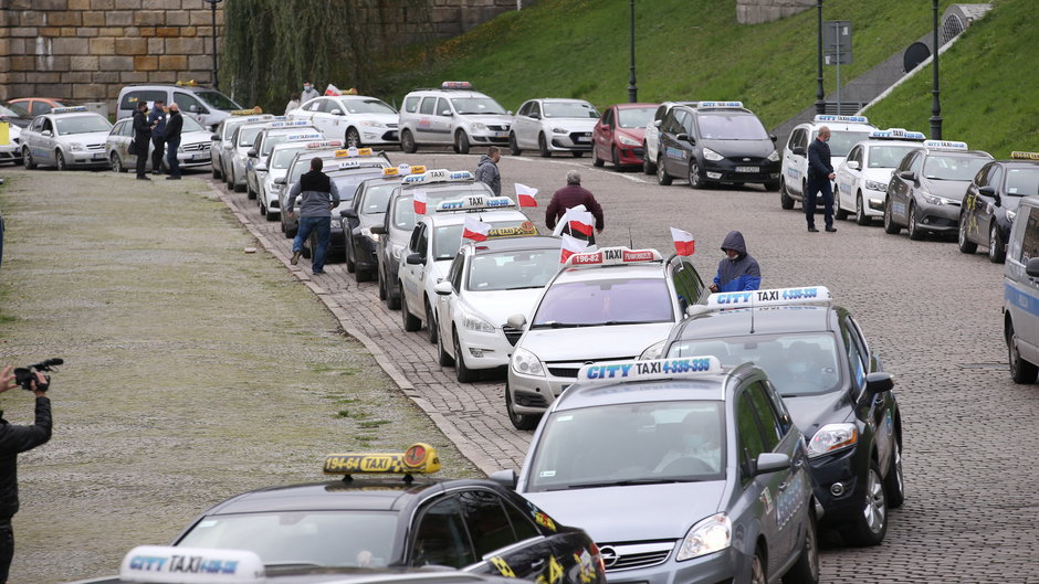 Protest taksówkarzy w Szczecinie  