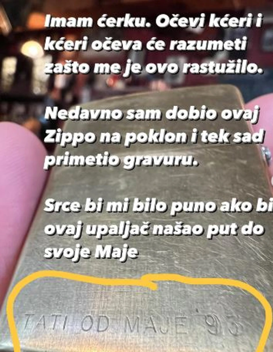 Zipo upaljač sa posvetom