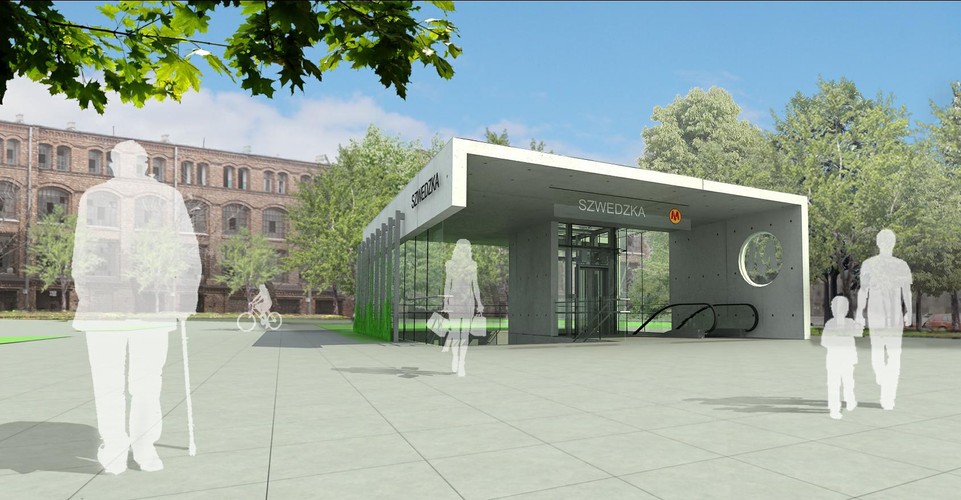 II linia metra w Warszawie: stacja Szwedzka - wyjście (wizualizacja). Źródło: UM Warszawa