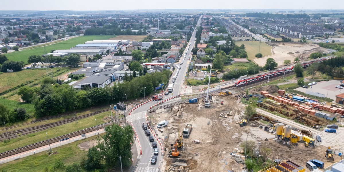 Budowa tunelu pod torami kolejowymi na ul. Grunwaldzkiej w Poznaniu.