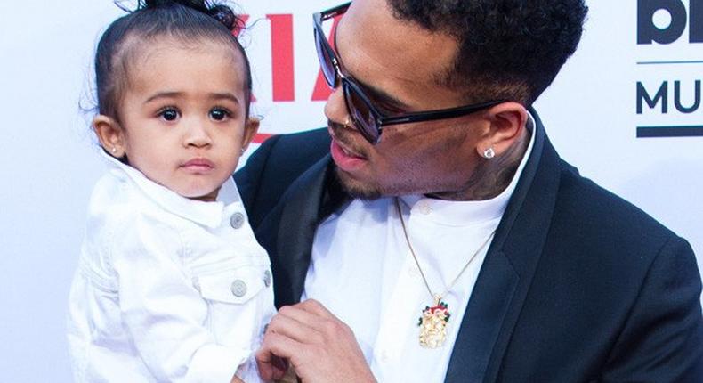 Chris Brown and daughter Royalty at 2015 BBMA