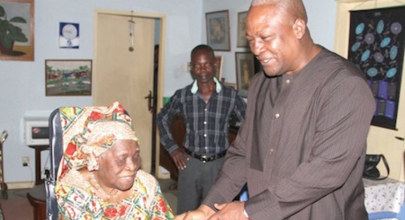 President John Mahama with the late Mrs Theodosia Okoh