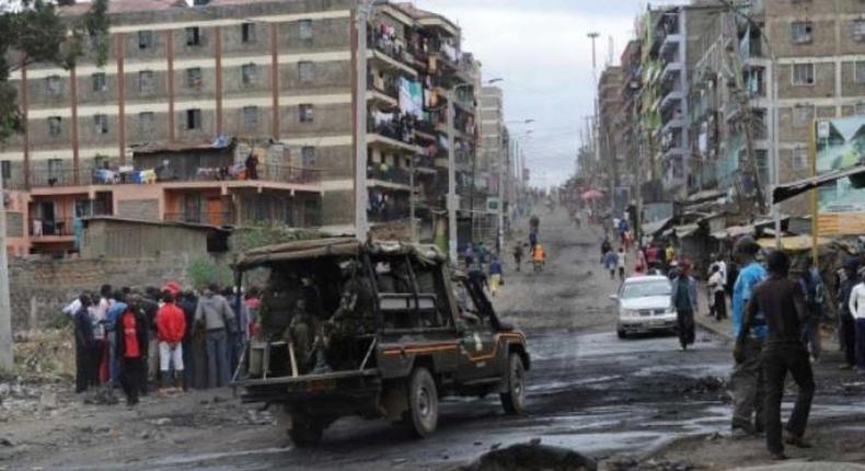 File image of police on patrol in Nairobi's Mathare area