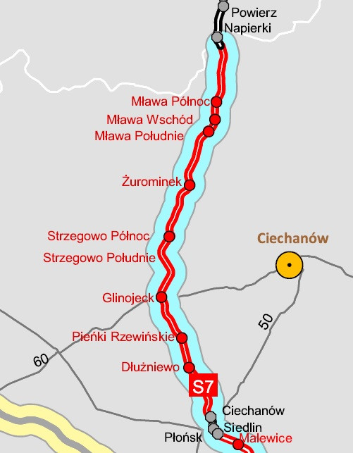 S7 Pieńki — Płońsk i S7 Napierki — Mława Wschód