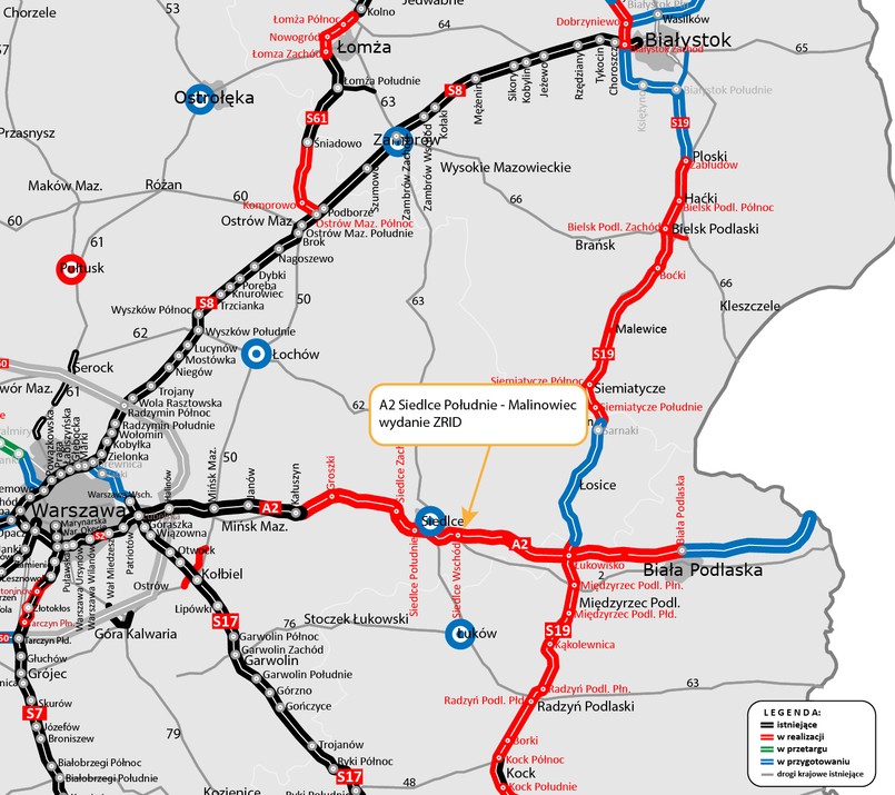 Autostrada A2 dłuższa na wschód od Warszawy