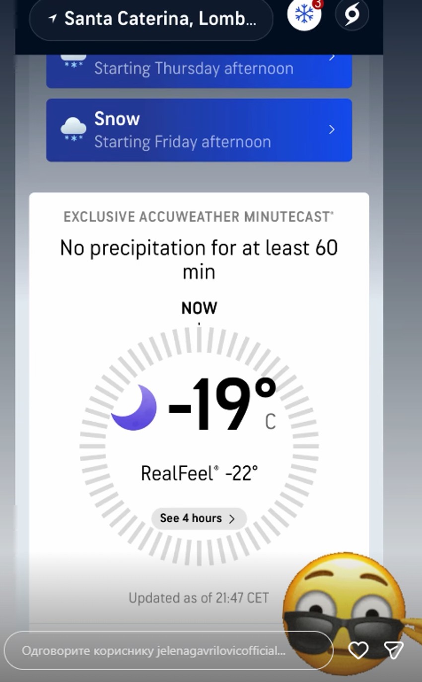 Jelena Gavrilović na skijanju u Italiji