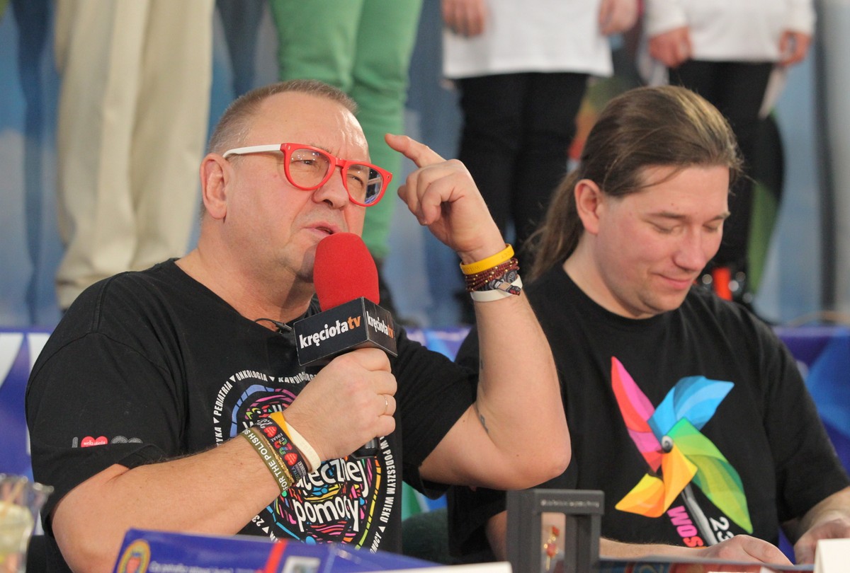 Prezes zarządu WOŚP - Jerzy Owsiak i rzecznik prasowy WOŚP - Krzysztof Dobies, PAP/Tomasz Waszczuk
