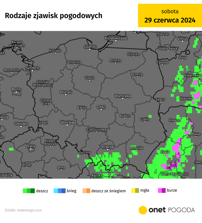 Deszcz pojawi się dziś tylko na wschodzie i południowym wschodzie, ale będzie niewielki