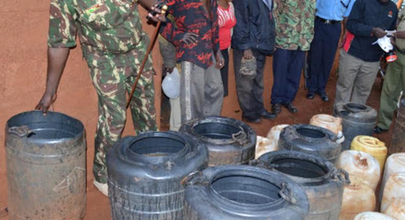 Police impounding illicit brew