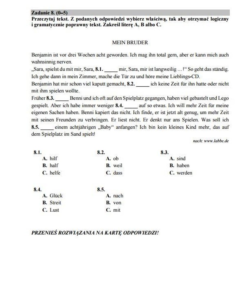 Matura 2017 język niemiecki poziom podstawowy