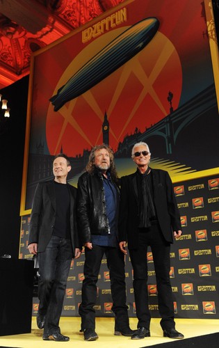 Muzycy Led Zeppelin na konferencji prasowej w Londynie