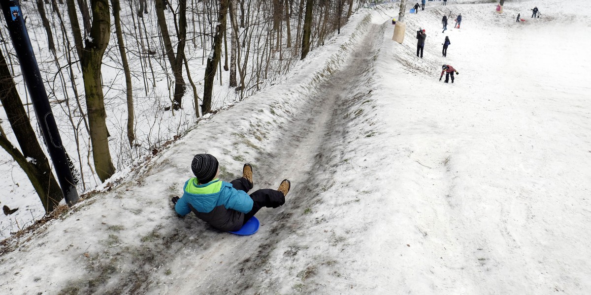 Katowice.  Mieszkańcy odnowili stary tor saneczkowy w Parku Kościuszki 