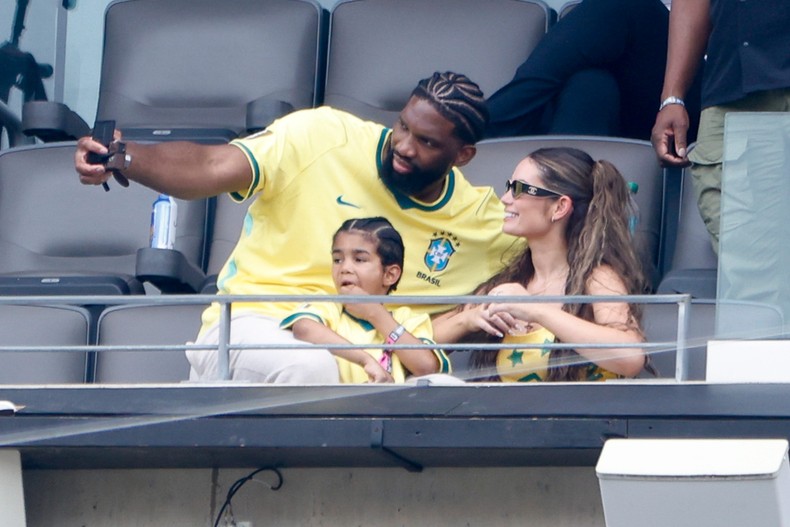 Embiid, a star NBA player, married his Brazilian wife, Anne de Paula, in 2023. He joined his wife and son to support Brazil in their game on July 5.