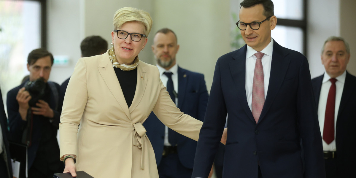Premier Mateusz Morawiecki i premier Litwy Ingrida Simonyte w Wilnie, Litwa, 02 maja 2023 r.