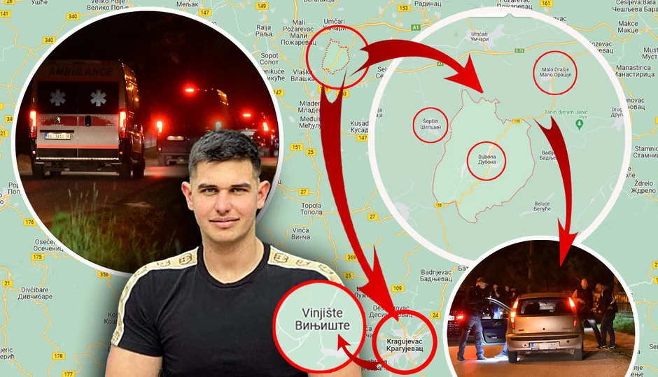 Mapa kretanja Uroša Blažića u vreme krvavog pohoda