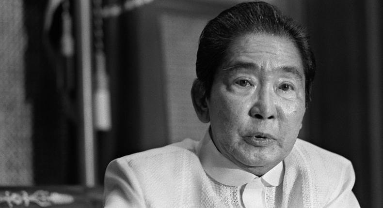 Ferdinand Marcos, who ruled the Philippines for two decades is interviewed by AFP at Malacanang Palace in Manila on March 11, 1985