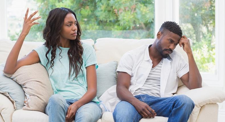 An unhappy couple during a fight 