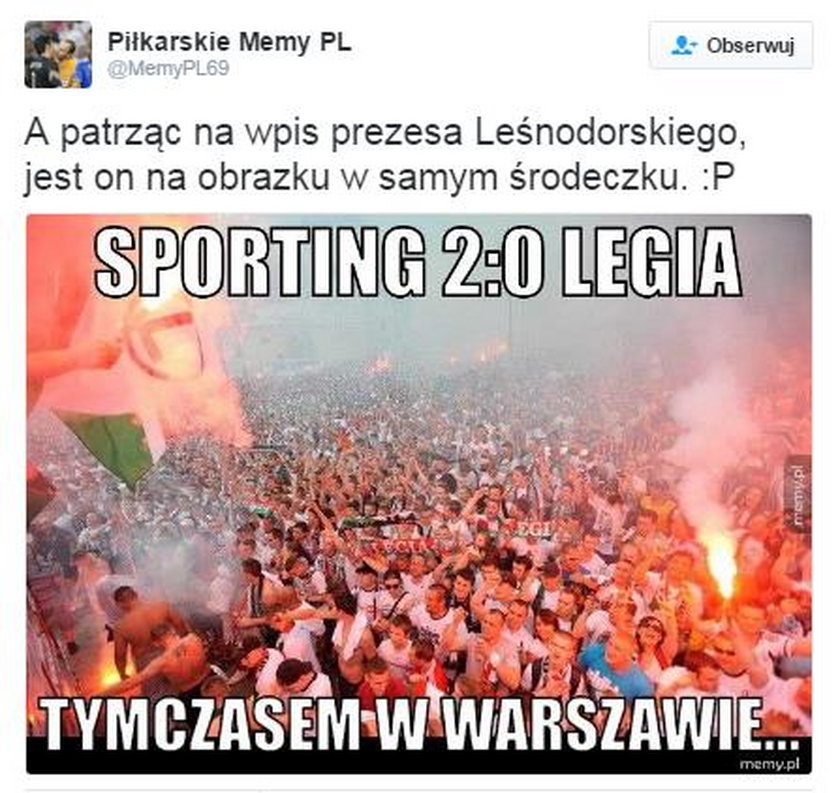 MEMY po meczu Sporting Lizbona – Legia Warszawa w Lidze Mistrzów