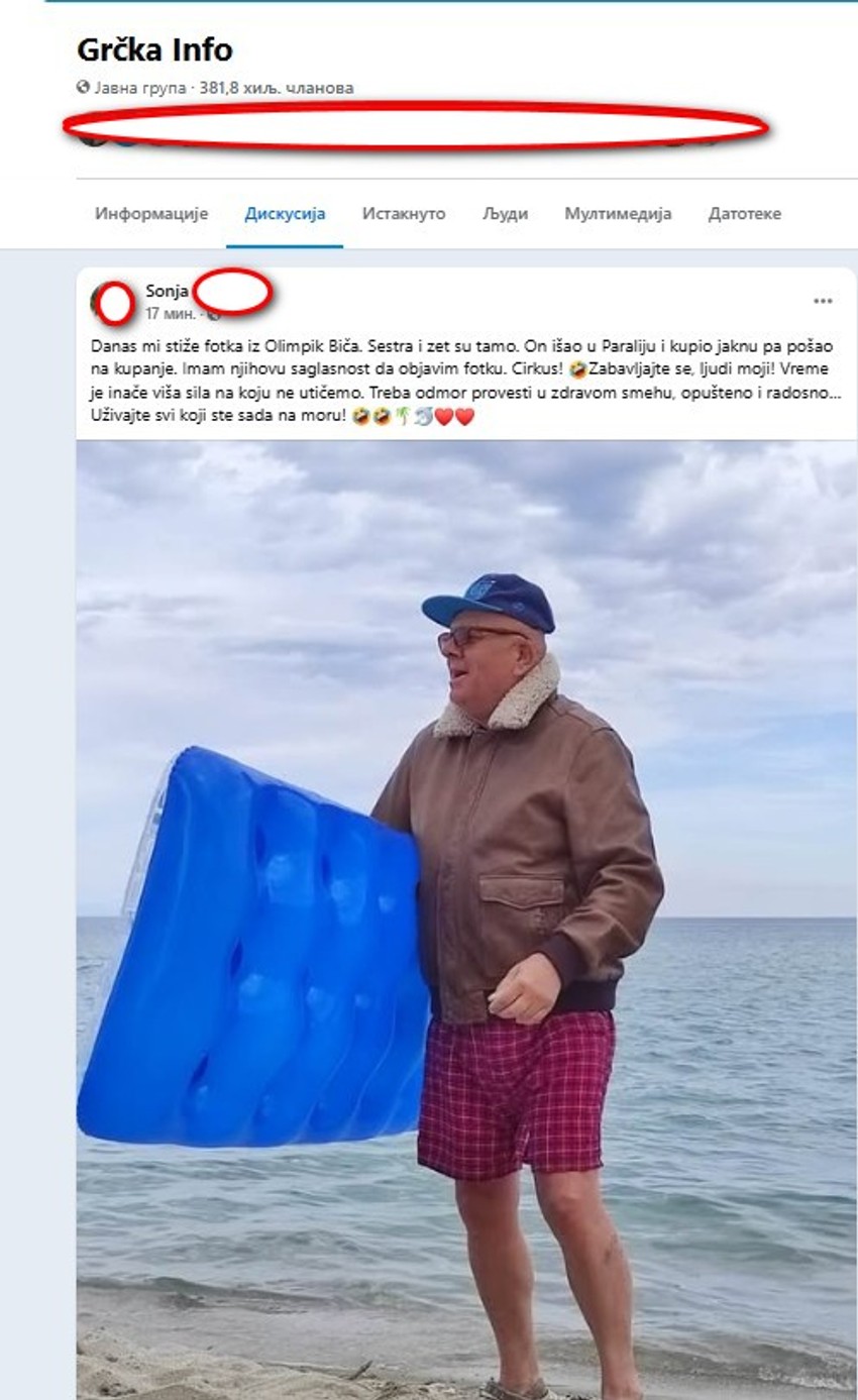 Sanjina objava unutar grupe