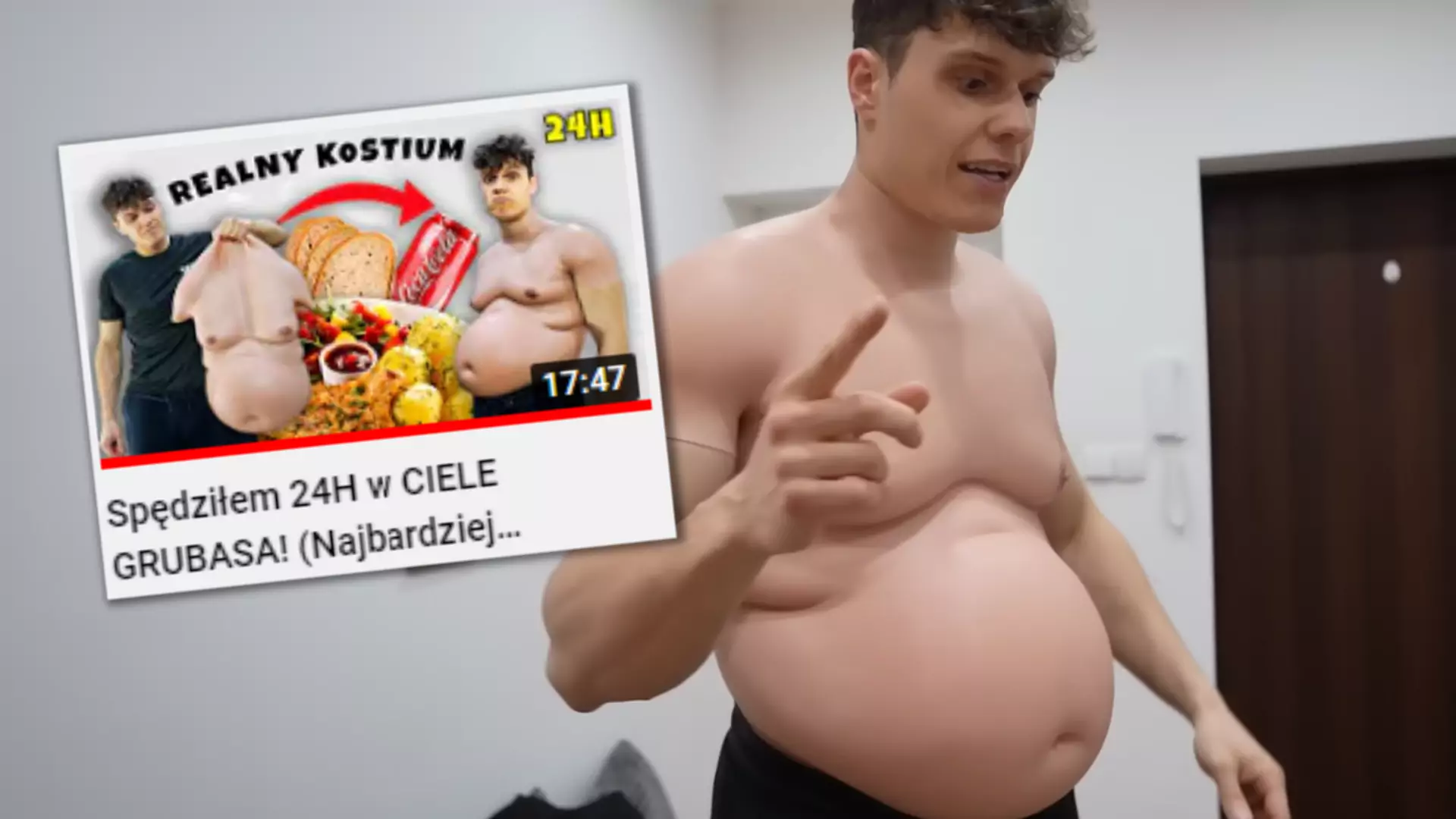 "Spędziłem 24H w CIELE GRUBASA!". Polski youtuber skrytykowany za fat suit