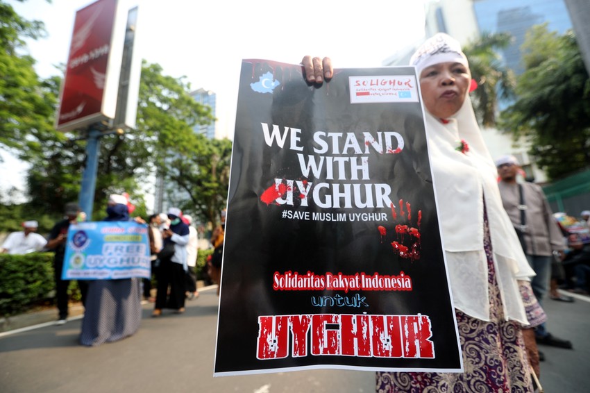 Protest ispred kineske ambasade u Džakarti u znak podrške Ujgurima u Sinkjangu