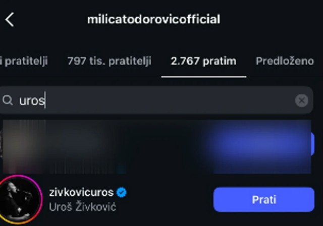 Milica Todorović ne prati Uroša Živkovića