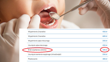 Zaskakująca pozycja w cenniku u dentysty. 100 zł za brak współpracy dziecka