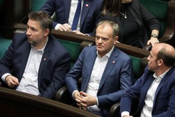 Marcin Kierwiński, Donald Tusk i Borys Budka w Sejmie.