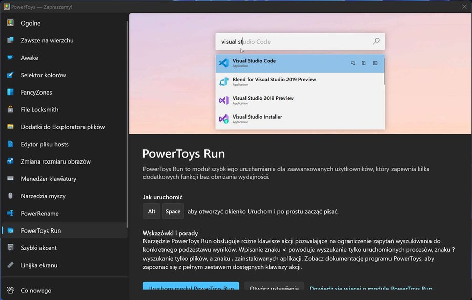 PowerToys – szybkie uruchamianie programów