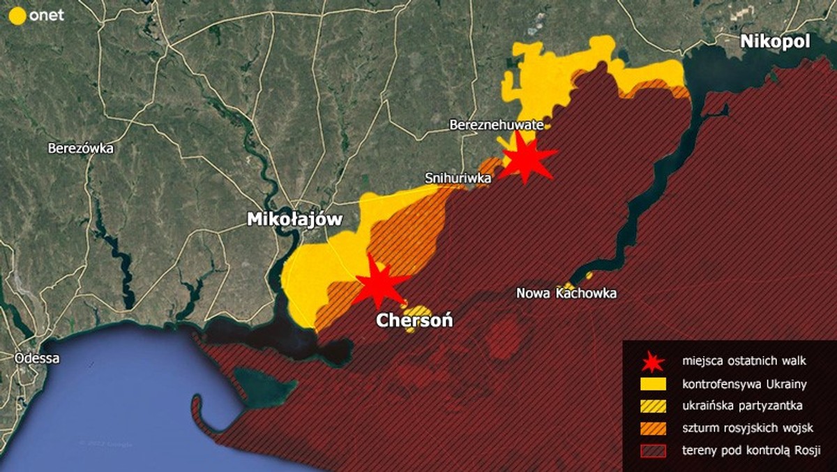 Jak przebiega ukraińska kontrofensywa na południu [MAPA]