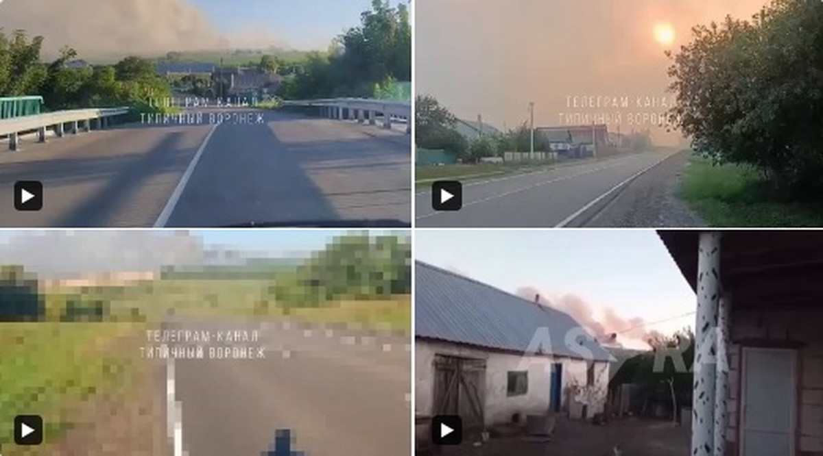 Rosyjski skład amunicji w płomieniach. Miejscowa ludność ewakuowana