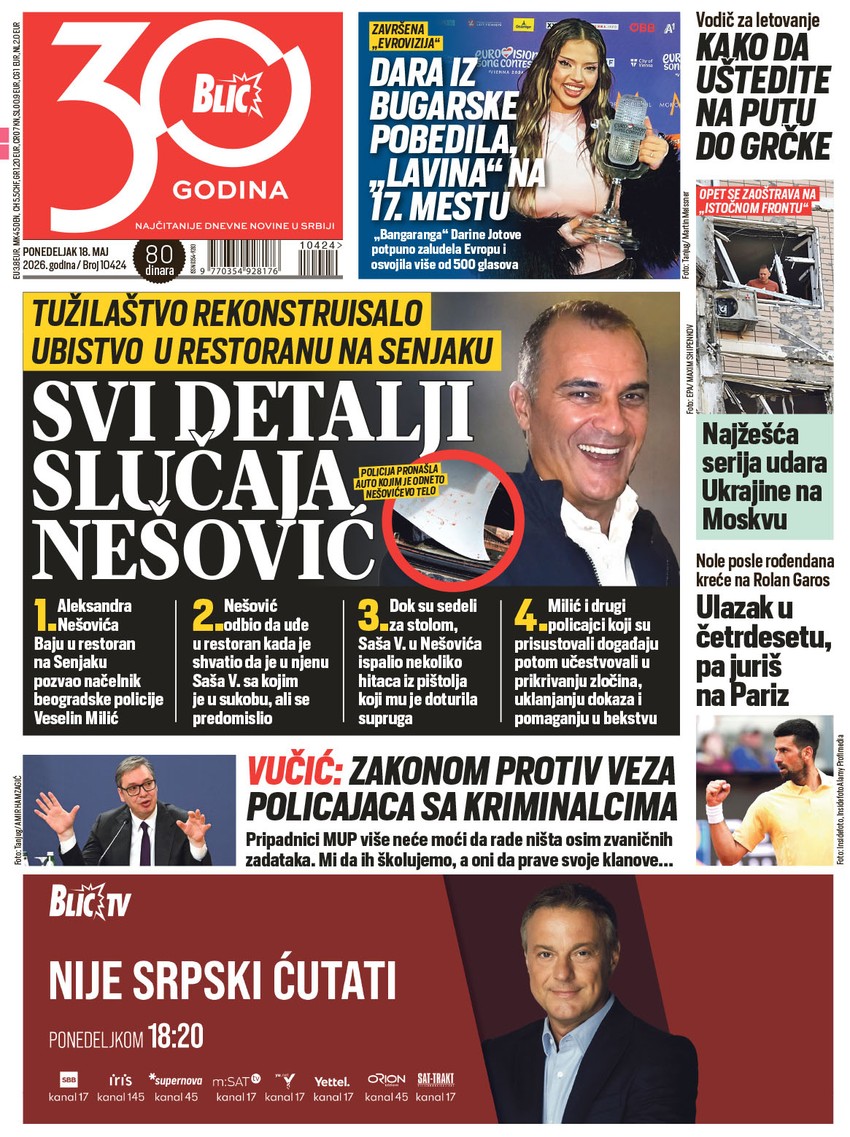 Blic naslovna strana za 18.5