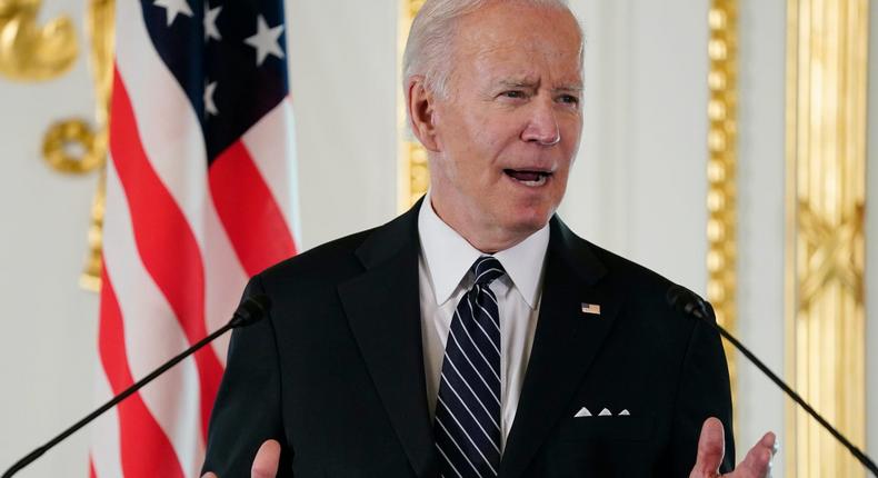 President Joe Biden speaks during a news conference with Japanese Prime Minister Fumio Kishida at Akasaka Palace, Monday, May 23, 2022, in Tokyo.