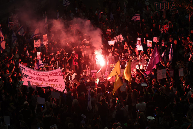 Protest w Tel Awiwie pod hasłem uwolnienia izraelskich zakładników, przetrzymywanych w Gazie przez Hamas