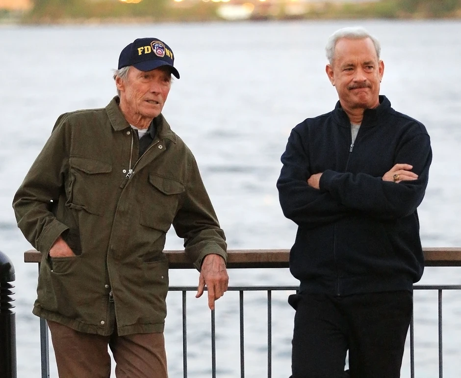 Klint Istvud i Tom Henks na snimanju filma "Čudo sa Hadsona"