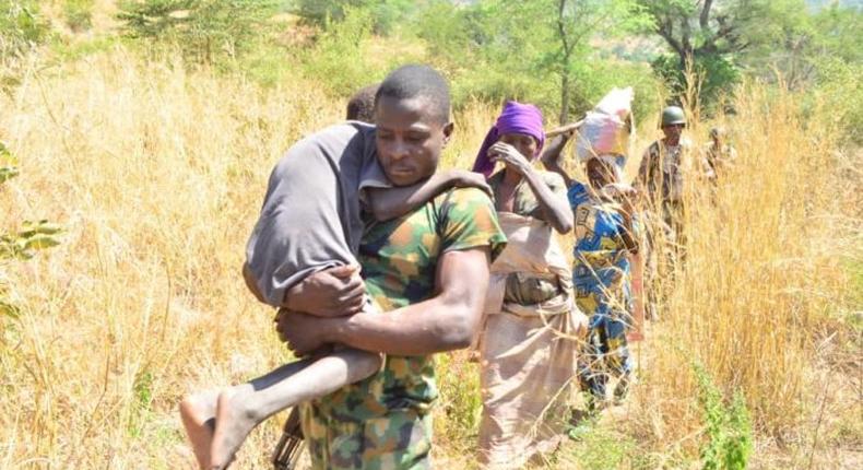 Victim rescued by the Nigerian Army troops from Boko Haram captivity in Borno on 16/11/2019 (NAN)