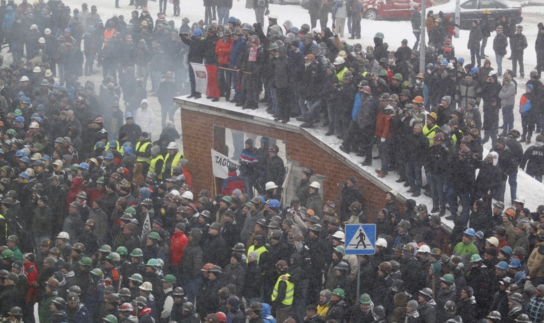 Protesty górników. Fot. PAP/Andrzej Grygiel