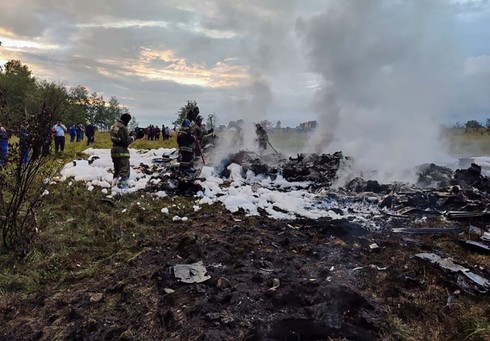 Zdjęcie z miejsca katastrofy samolotu Prigożyna