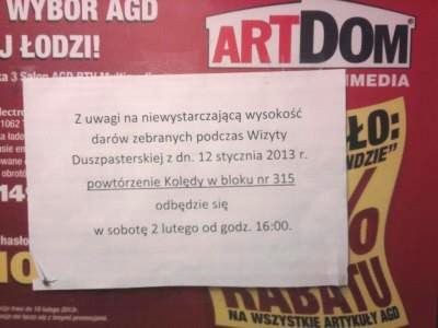 Ogłoszenie na klatce schodowej